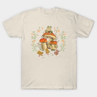 Cute Cottagecore Floral Frog And Chicks Aesthetic Gift T-Shirt